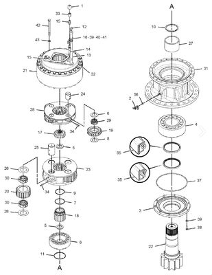 333-2959 3332959  DRIVE GP SWING WITHOUT MOTOR  E330C E330D E336D CAT336E LH  E336E LH SWING REDUCTION GEARBOX